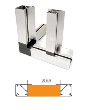 Thermal Break 150-50 aluminum framing system with 50 mm insulated panel cross-section